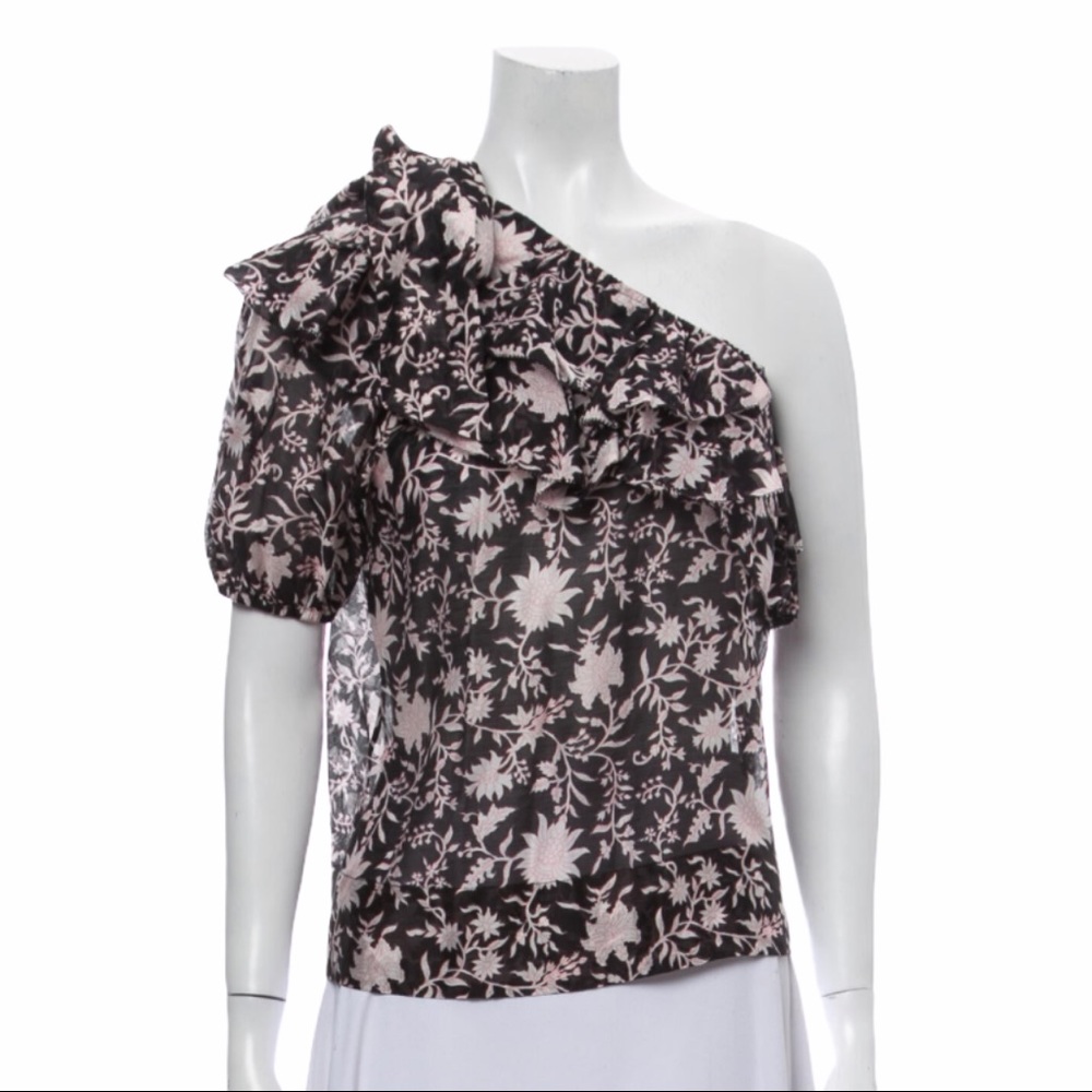 Ulla Johnson Goldie One Shoulder Floral Blouse 6 - Picture 3 of 8